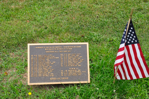 plaque and USA flag